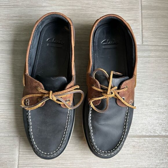 Clarks Port View Navy Combi Leather Men's Size 9 - Picture 3 of 8